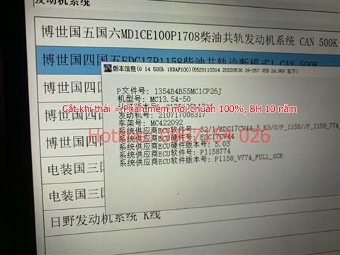 Huỷ hệ thống sử lý khí thải bằng phần mềm 100% theo đúng mã file và số VIN.