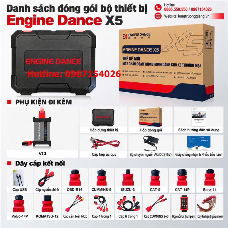 ENGINE DANCE X5 – TRỌN BỘ PHỤ KIỆN, SẴN SÀNG CHO MỌI BÀI TOÁN CHẨN ĐOÁN XE THƯƠNG MẠI